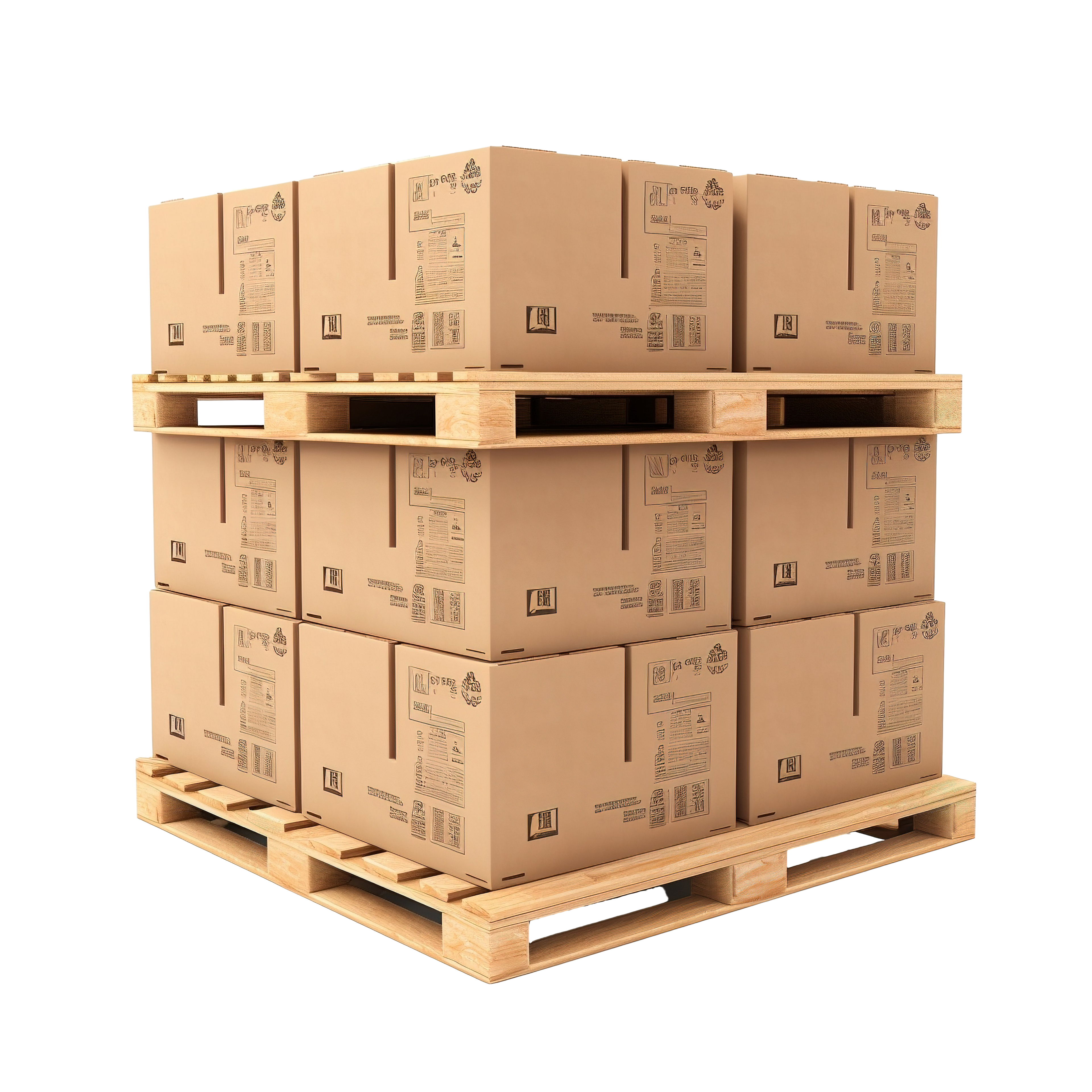 Palletised boxes ready for MoveAxis transport