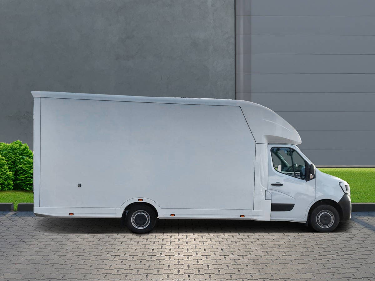 Offside front view of Moveaxis removals van