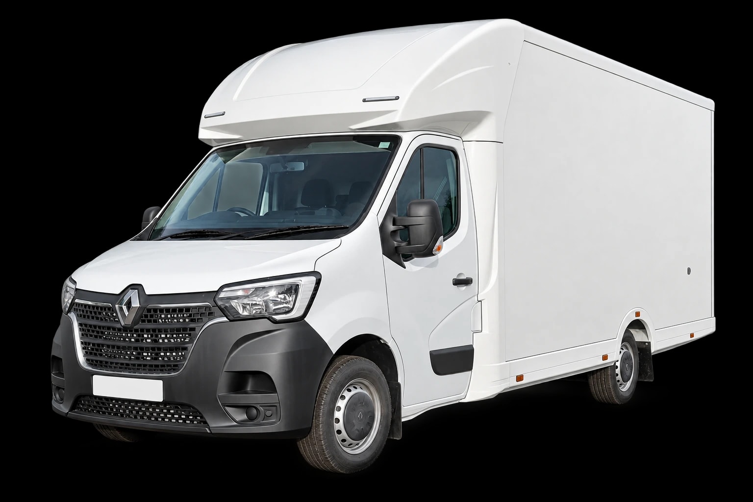 White Renault Master low-loader box removals van