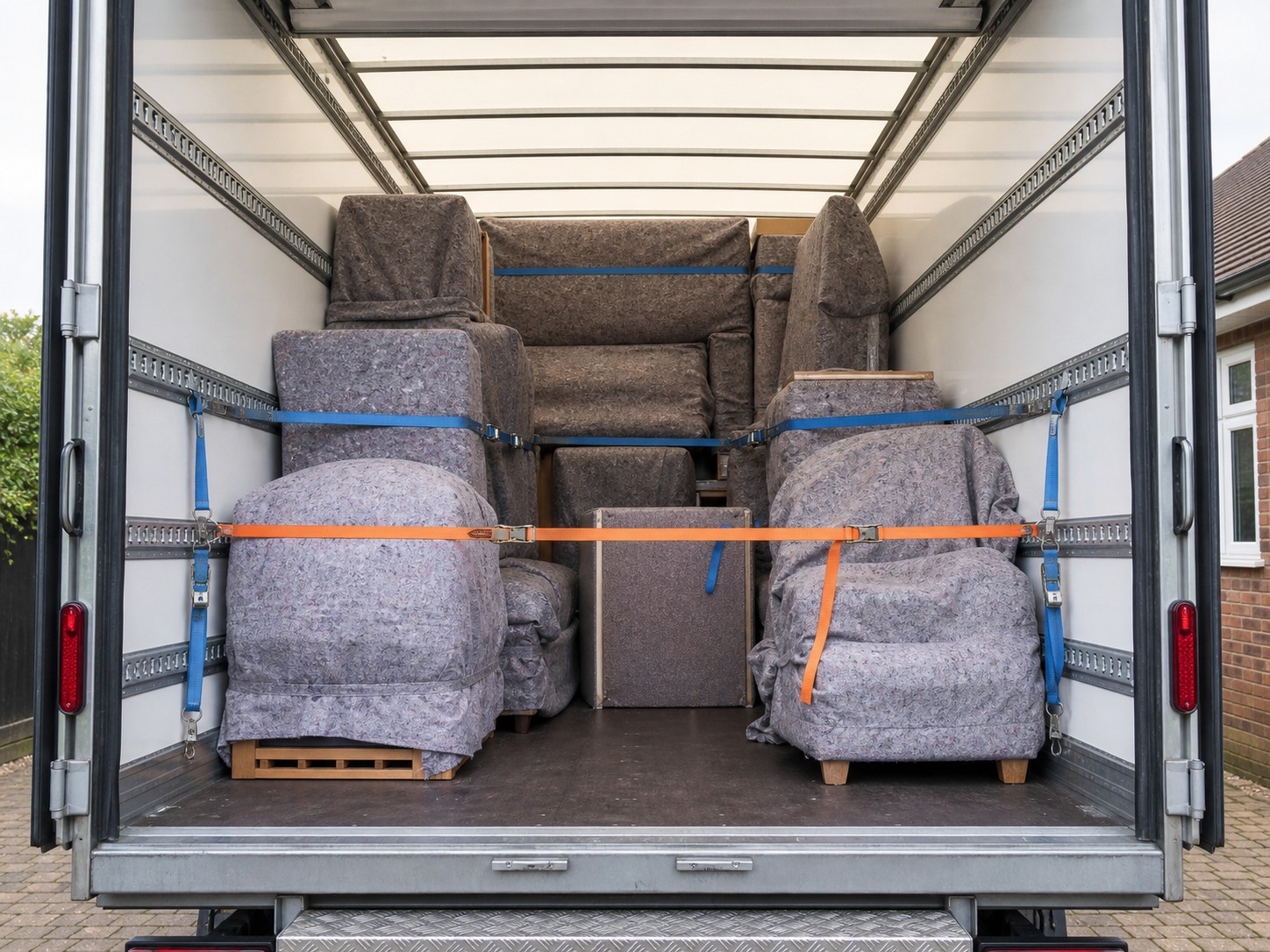 Furniture wrapped and strapped